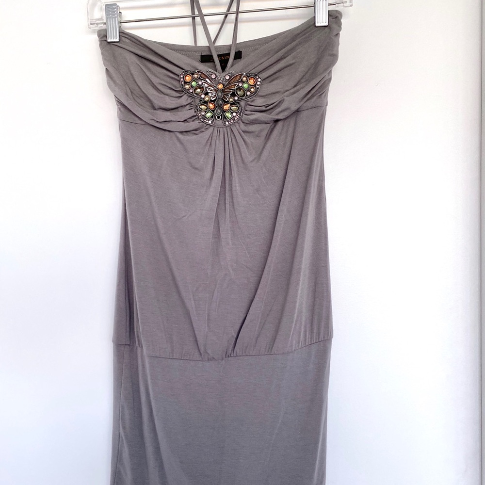 Love & Love Grey Butterfly Dress Size Small.